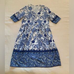 Floral Blue and White Dress
